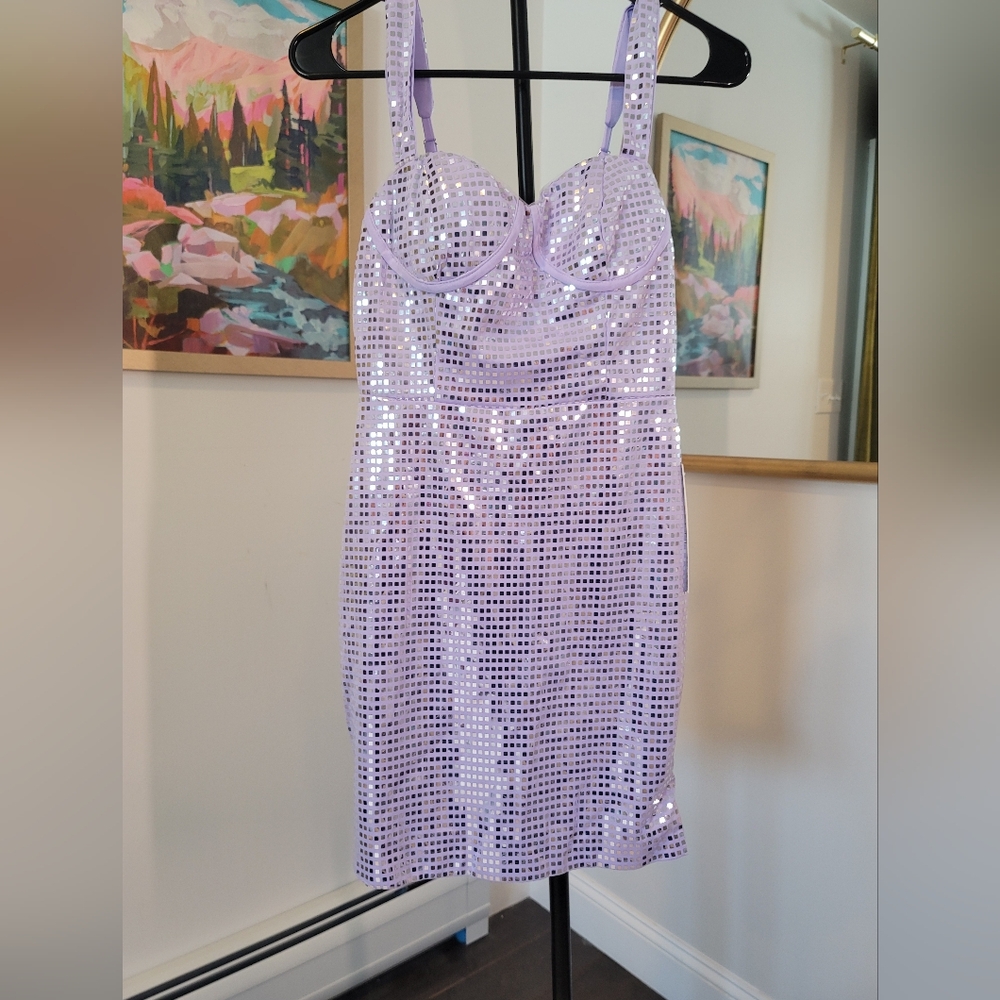 NWT Wear Your Love Lavender Disco Ball Dress Adjustable Straps Size 2